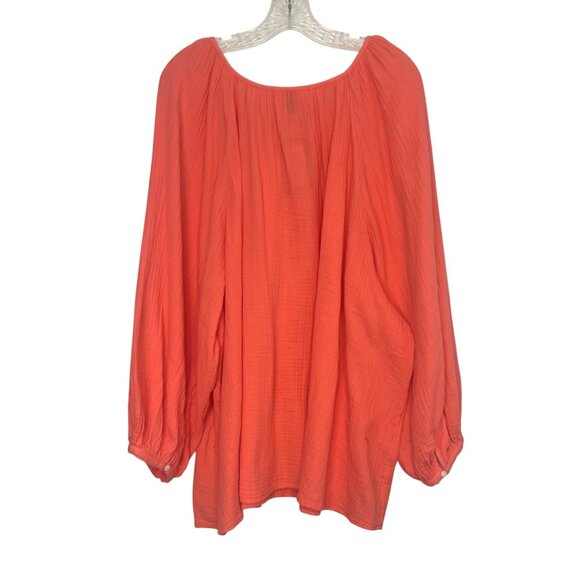 Universal Thread Womens Peasant Blouse Boho Coral Size 4X New - Picture 2 of 9